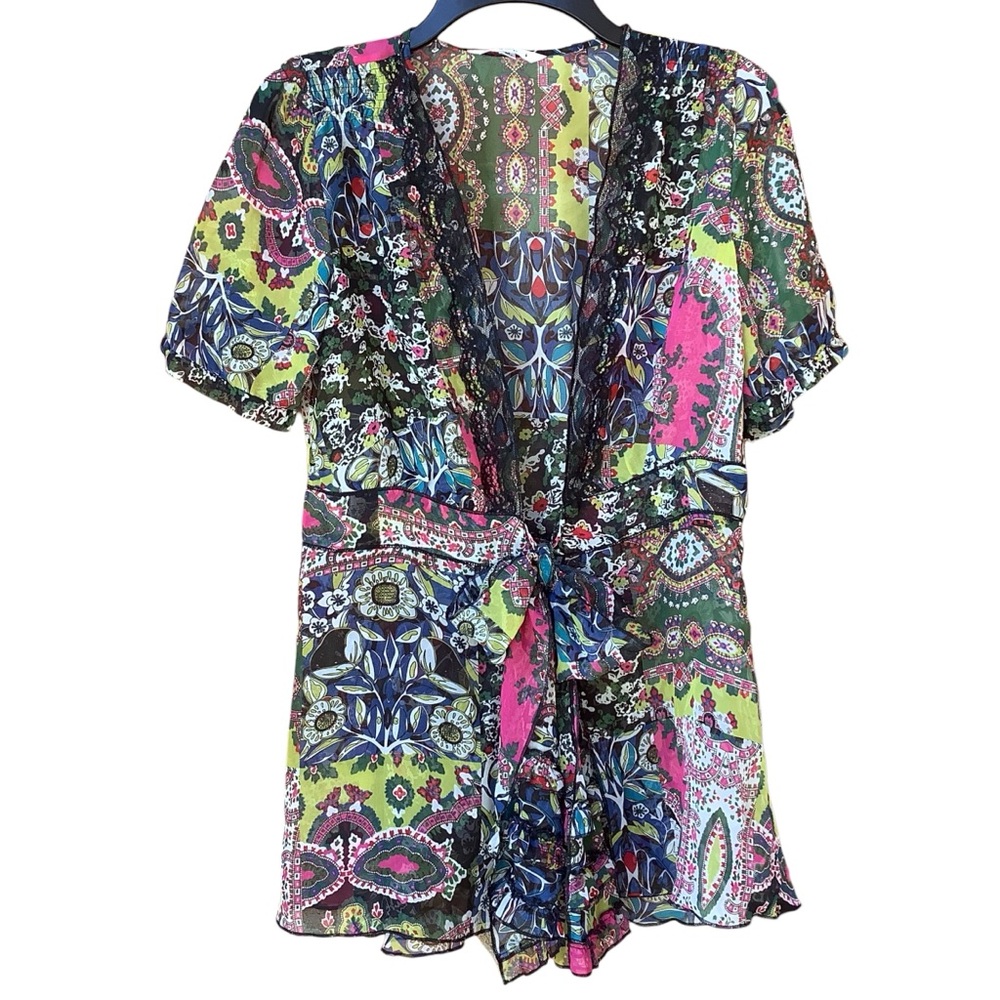 Women's M Cabi  Beaches Of St. Tropez Kimono Wrap Top Sheer Blouse Style 543
